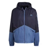 (WMNS) adidas Essentials Logo Elongated Windbreaker Asia Sizing 'Navy Teal' GM5622