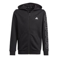 (GS) adidas Essentials Hoodie Asia Sizing 'Black White' GN4041