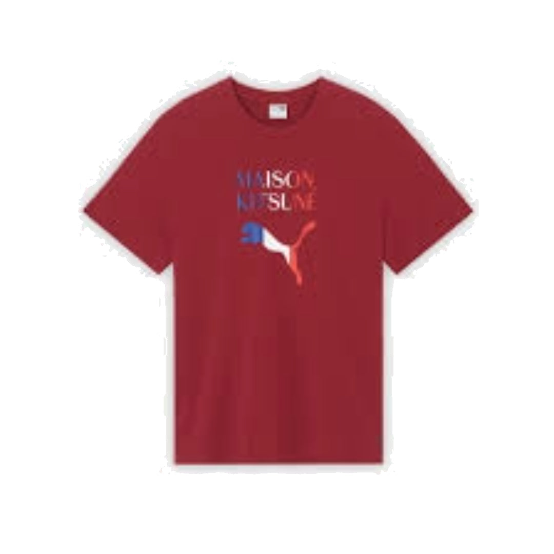 PUMA x Maison Kitsun Logo Print Oversized T-Shirt 'Burgundy' SPPMU00102