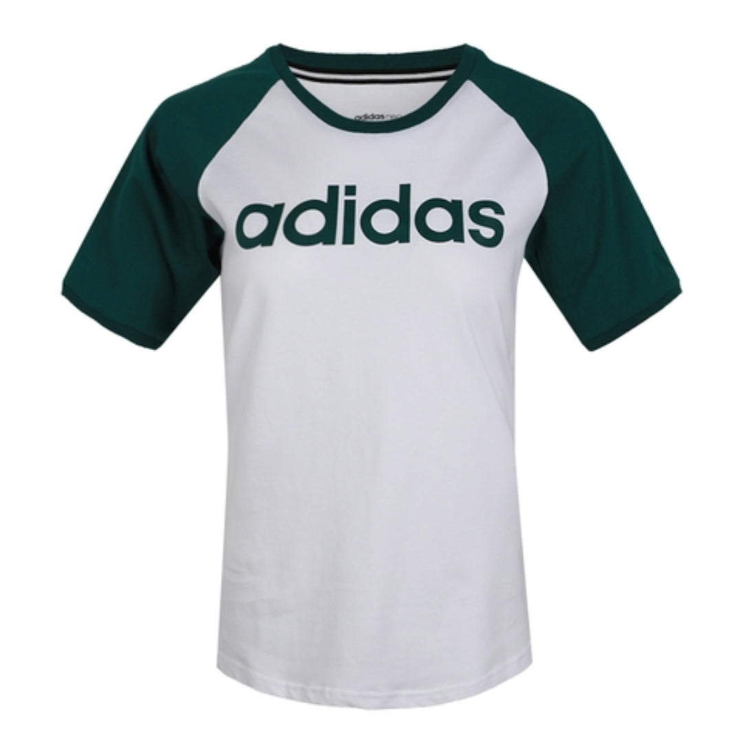 (WMNS) adidas Neo Essentials T-Shirt Asia Sizing 'White Green' GL1177