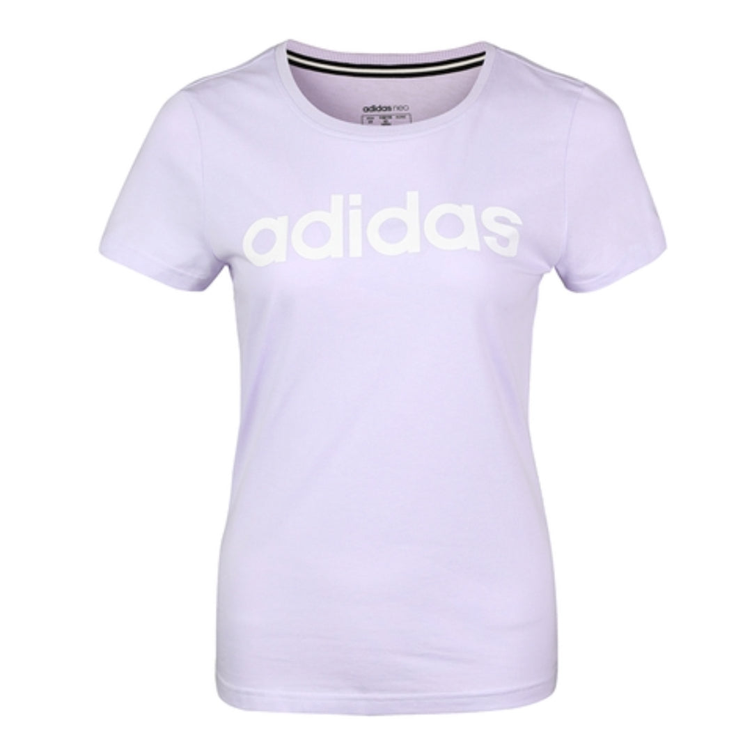 (WMNS) adidas Neo Logo Printed T-Shirt Asia Sizing 'Purple White' GL1178