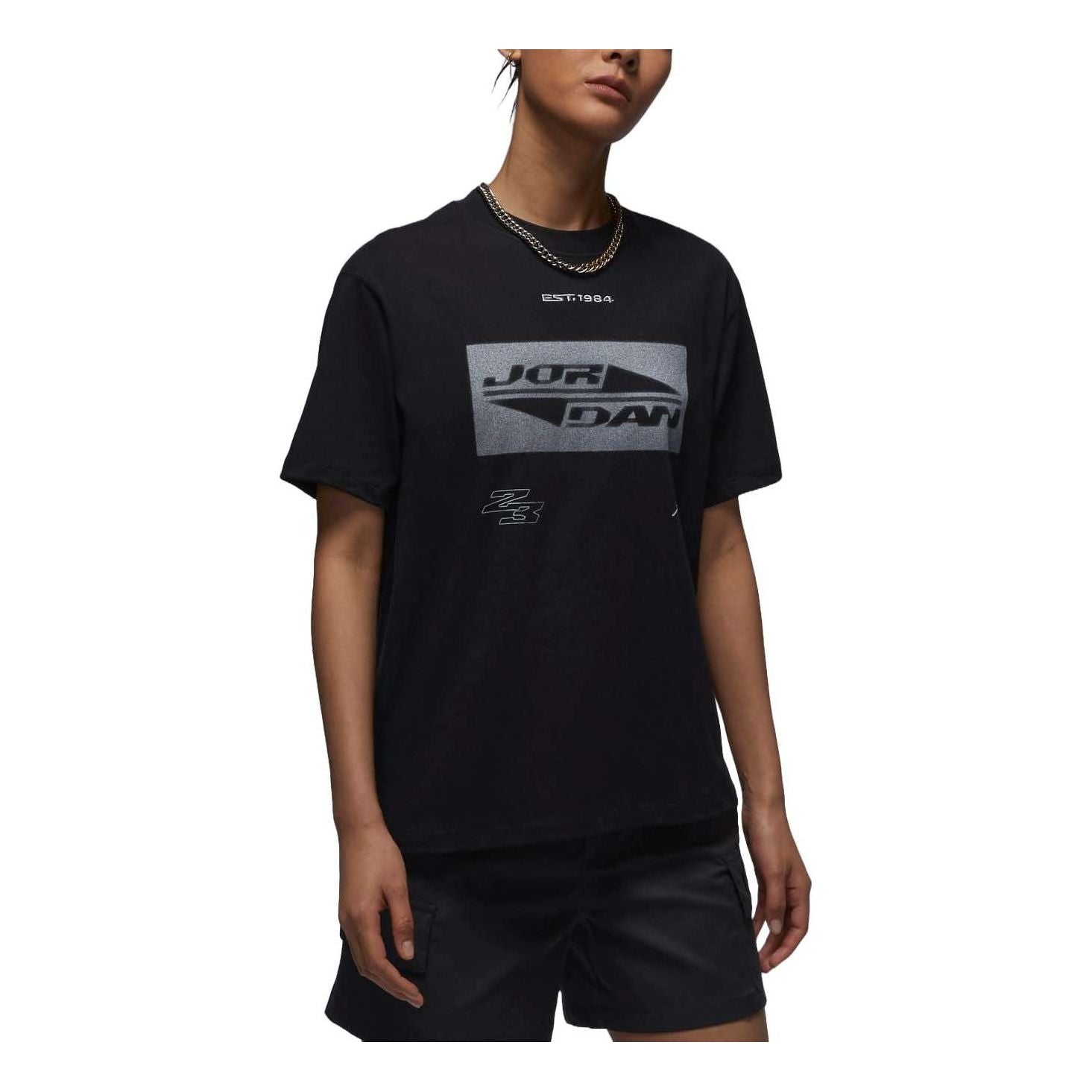 (WMNS) Air Jordan Graphic T-shirt Asia Sizing 'Black' FV7135-010