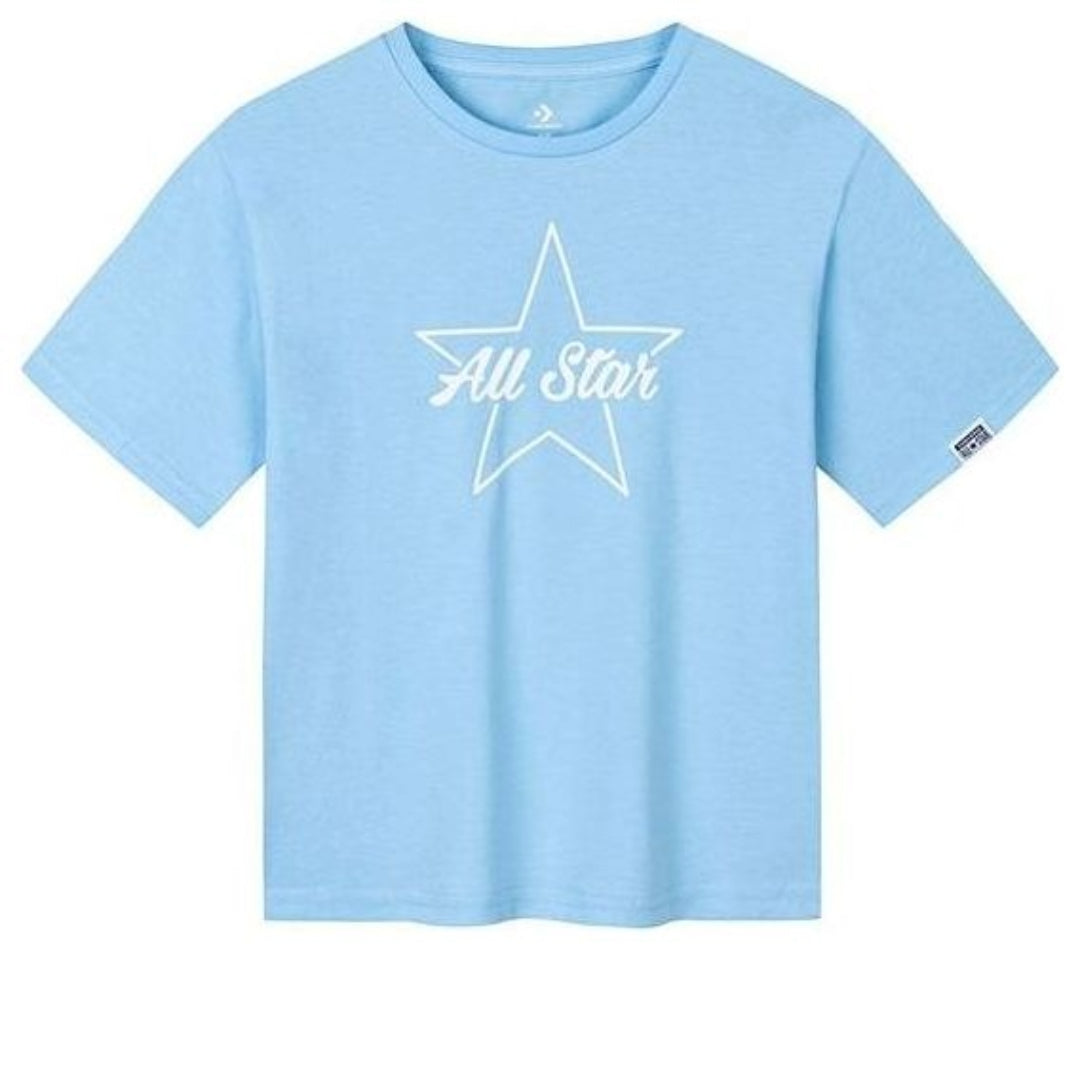 (GS) Converse Logo Printed T-Shirt 'Blue White' CV2422028GS-006