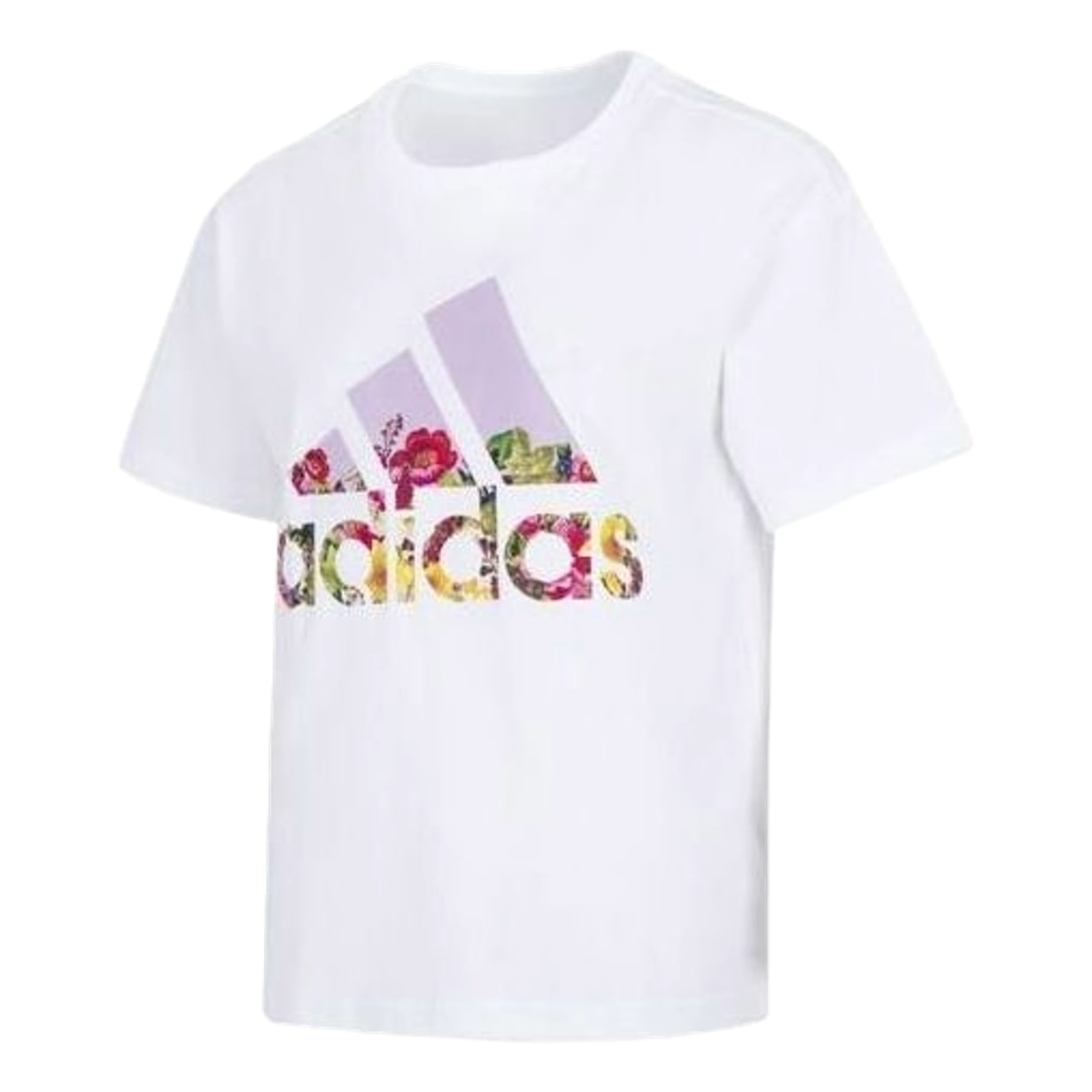 (WMNS) adidas Flower Graphic T-Shirt Asia Sizing 'White Pink' HN7753