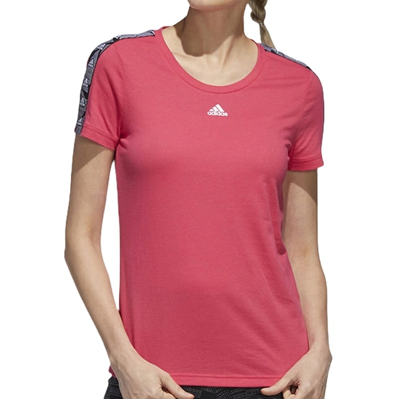 (WMNS) adidas Essentials Tape T-Shirt Asia Sizing 'Pink Black' GE1133
