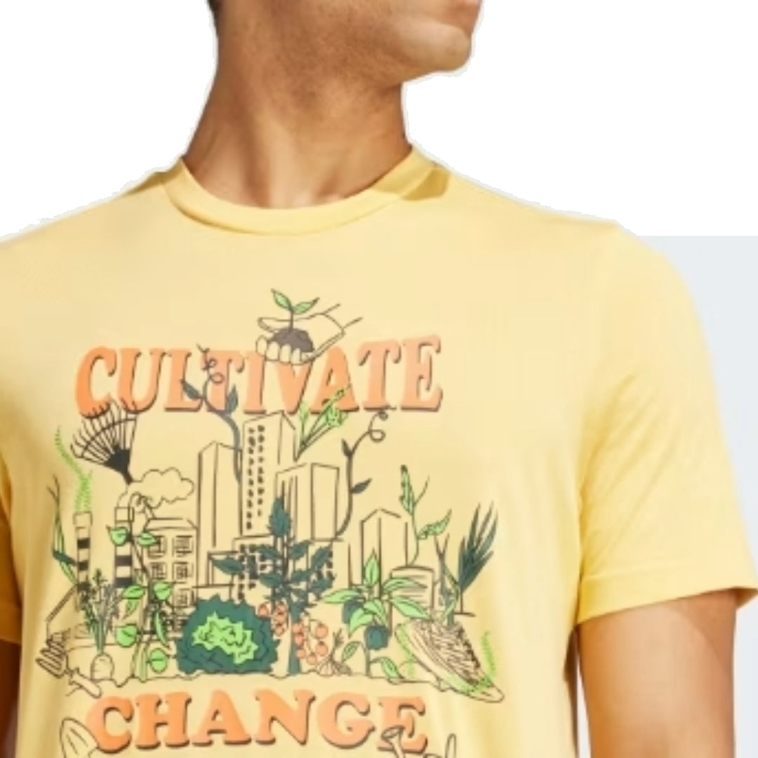 adidas Running Earth Day Graphic T-Shirt Asia Sizing 'Yellow' IY7599