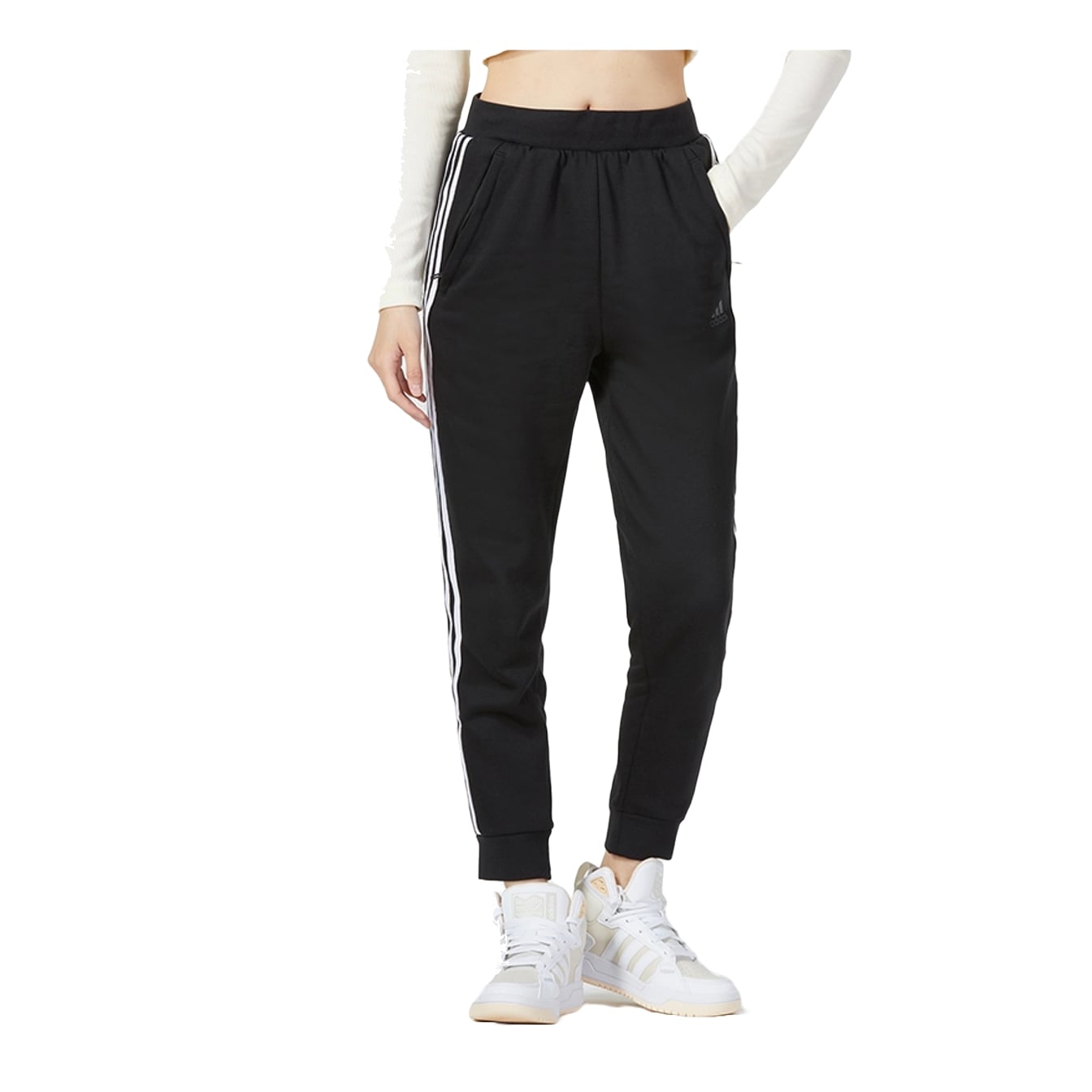 (WMNS) adidas Must Have 3-Stripe Sweatpants Asia Sizing 'Black White' HM7056