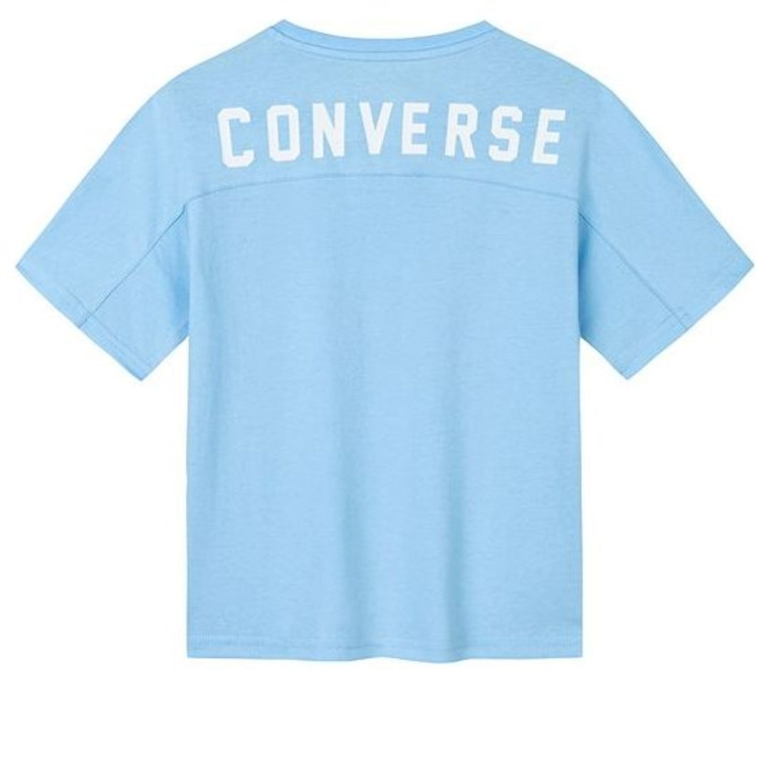 (GS) Converse Logo Printed T-Shirt 'Blue White' CV2422028GS-006