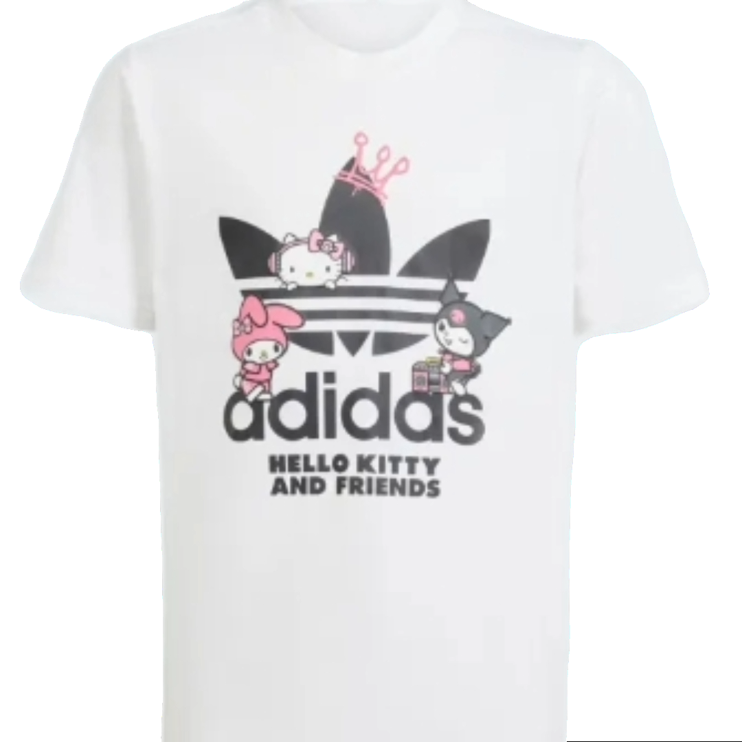 (GS) adidas Originals x Hello Kitty T-Shirt Asia Sizing 'White Black' IT7920