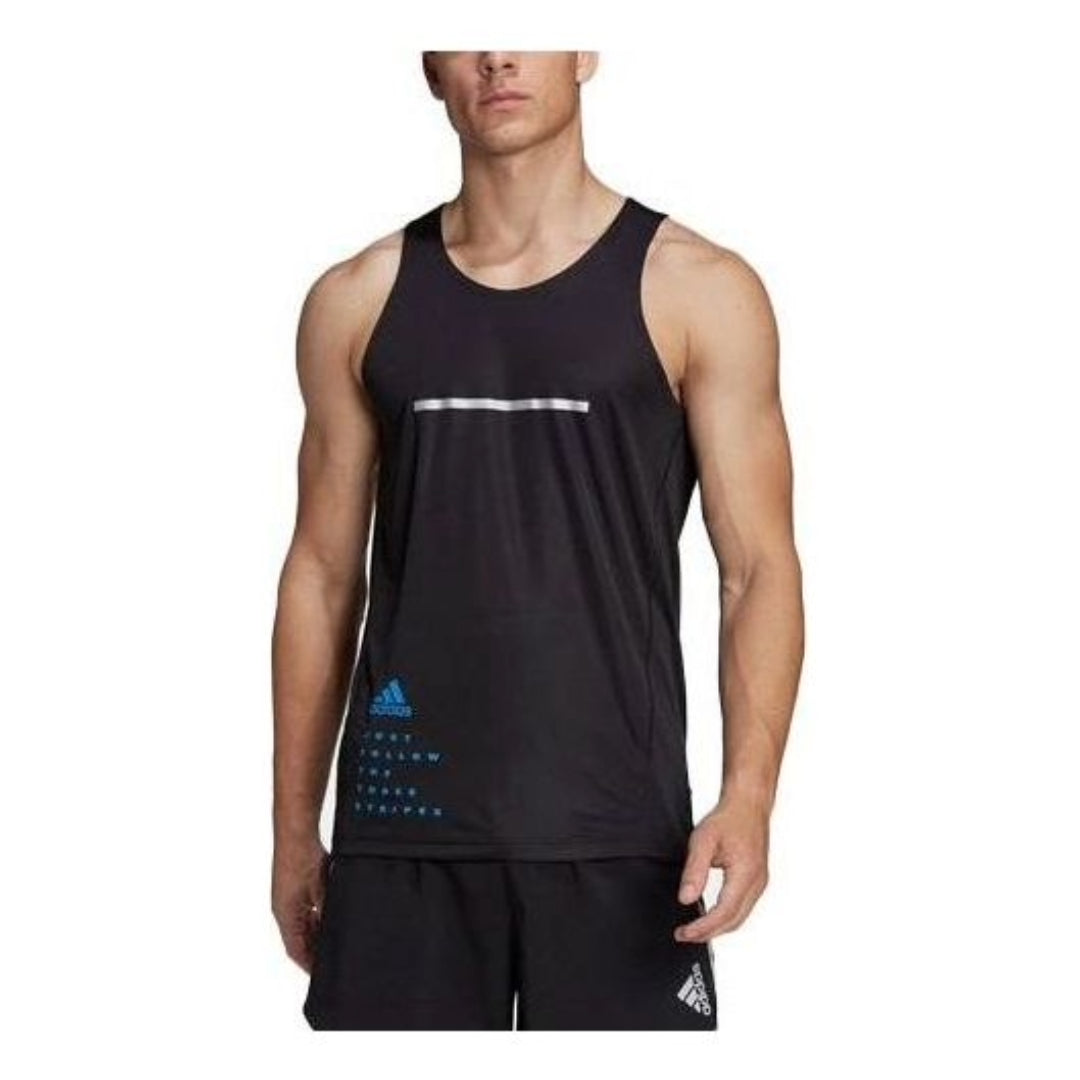 adidas Own The Run Marathon Graphic Singlet Asia Sizing 'Black' H58600