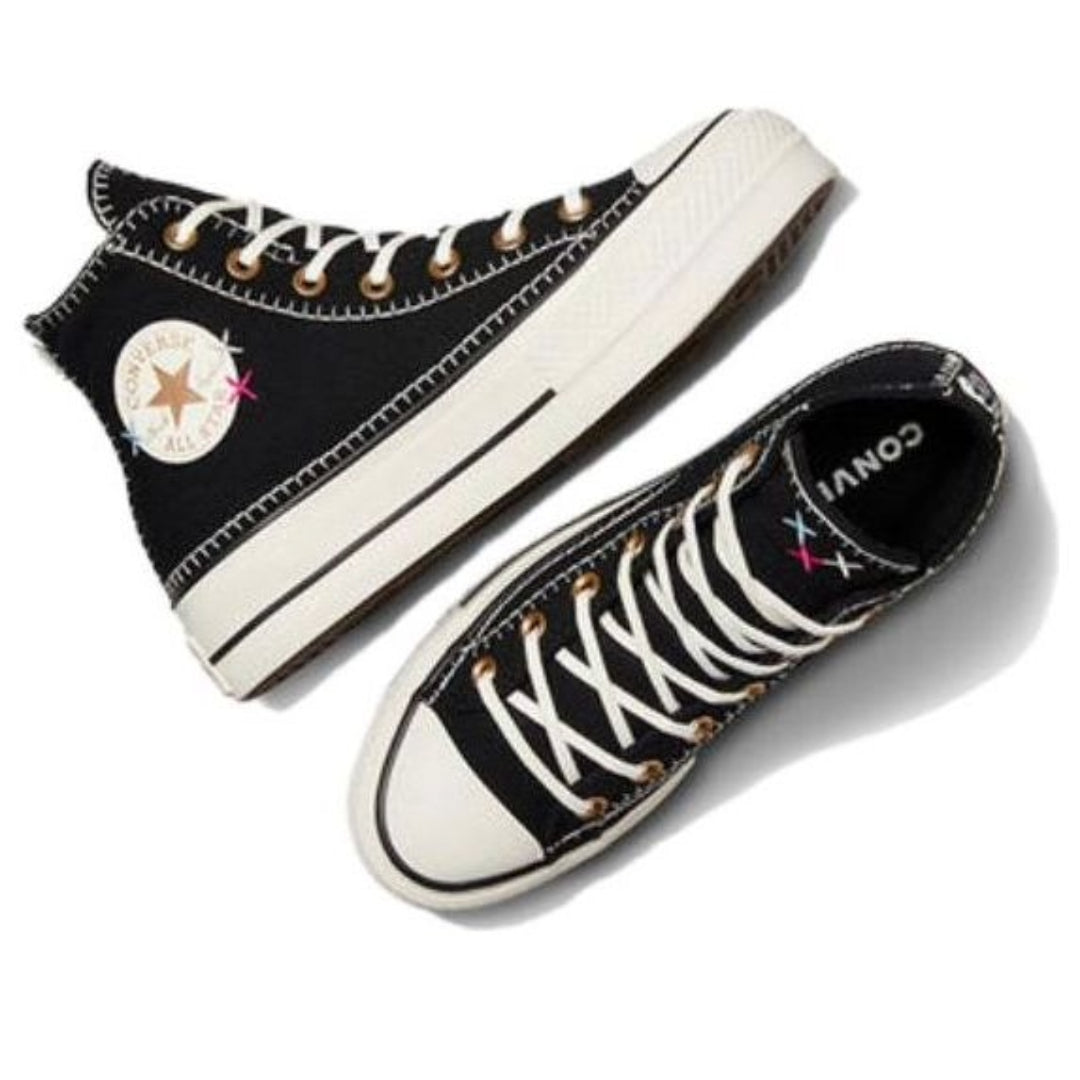 (WMNS) Converse Chuck Taylor All Star Lift Crafted Stitching Platform 'Black White' A08731C