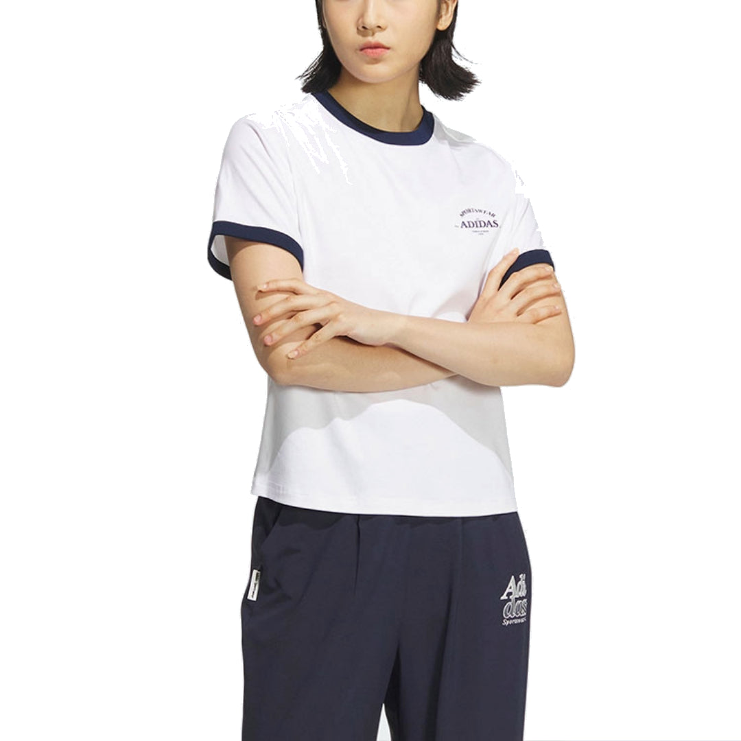 (WMNS) adidas Verbiage T-Shirt Asia Sizing 'White Black' JC8708