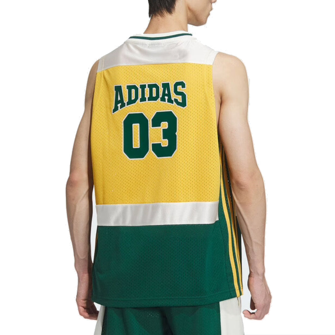 adidas Originals Logo Basketball Jerseys 'Yellow Green White' JD6401