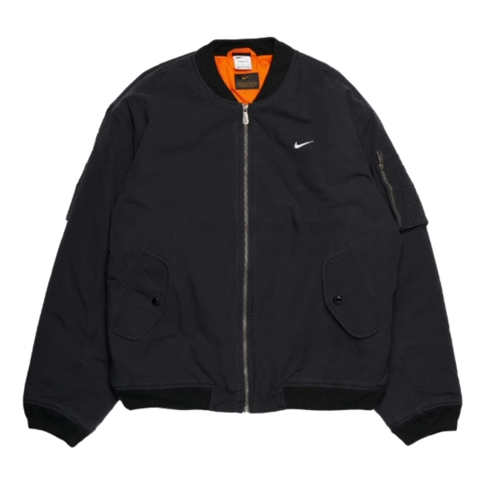 Nike Life Woven Flight Jacket Asia Sizing 'Black White' DX0681-010