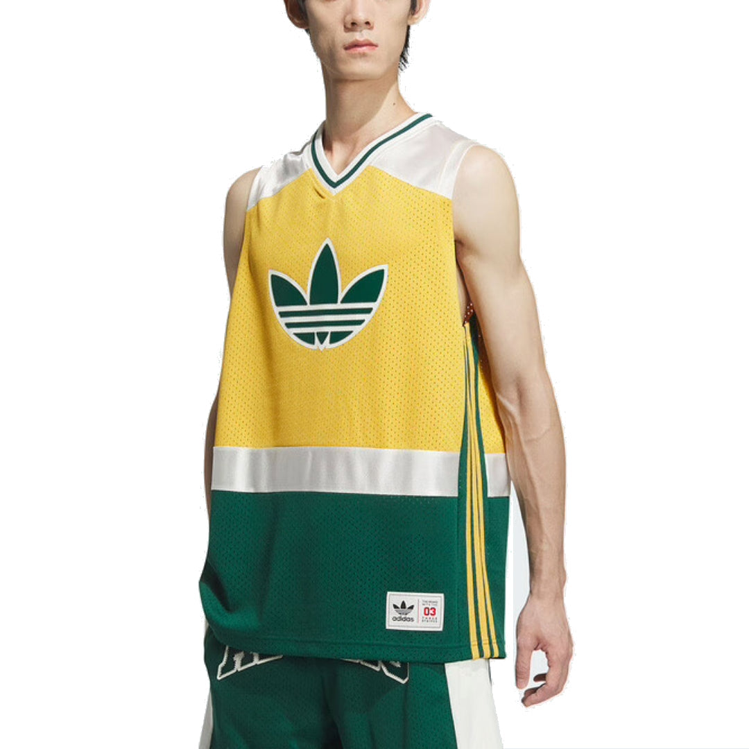 adidas Originals Logo Basketball Jerseys 'Yellow Green White' JD6401