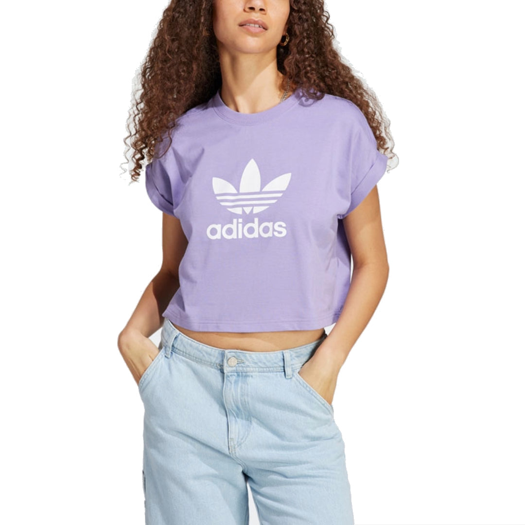 (WMNS) adidas Adicolor Classics Short Trefoil T-Shirt Asia Sizing 'Purple White' IC5468