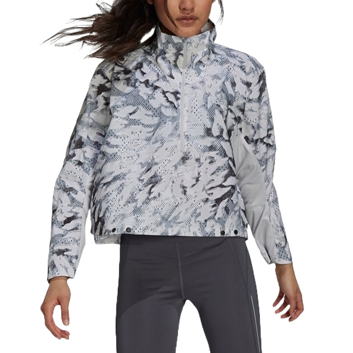 (WMNS) adidas Fast Graphic Primeblue Jacket Asia Sizing 'Grey' GU3828