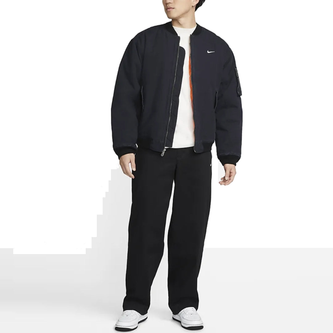 Nike Life Woven Flight Jacket Asia Sizing 'Black White' DX0681-010