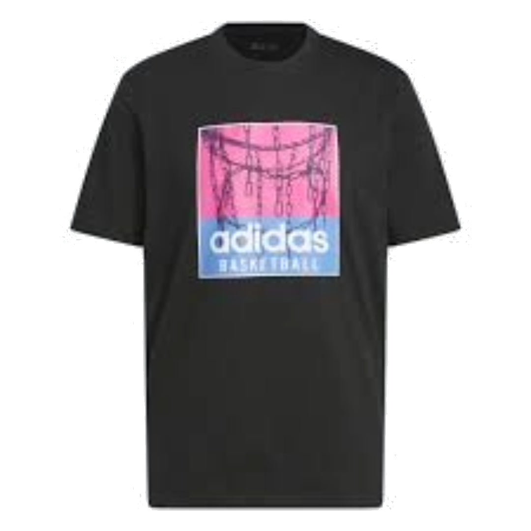 adidas Chain Net Basketball Graphic T-Shirt Asia Sizing 'Black Pink Blue' IC1862