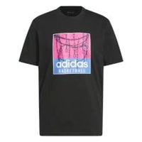 adidas Chain Net Basketball Graphic T-Shirt Asia Sizing 'Black Pink Blue' IC1862