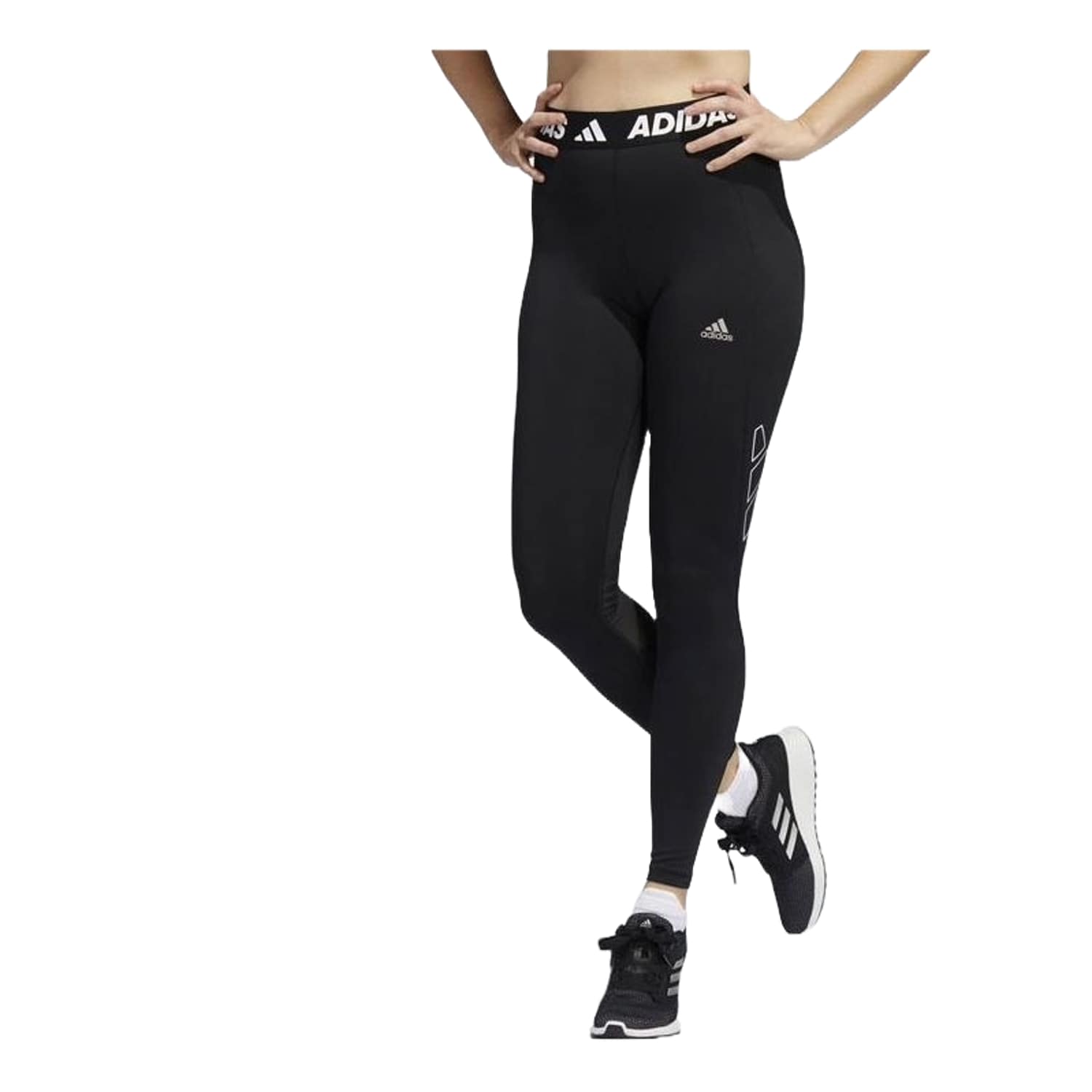 (WMNS) adidas Techfit Logo Graphic Long Tights Asia Sizing 'Black' H64224