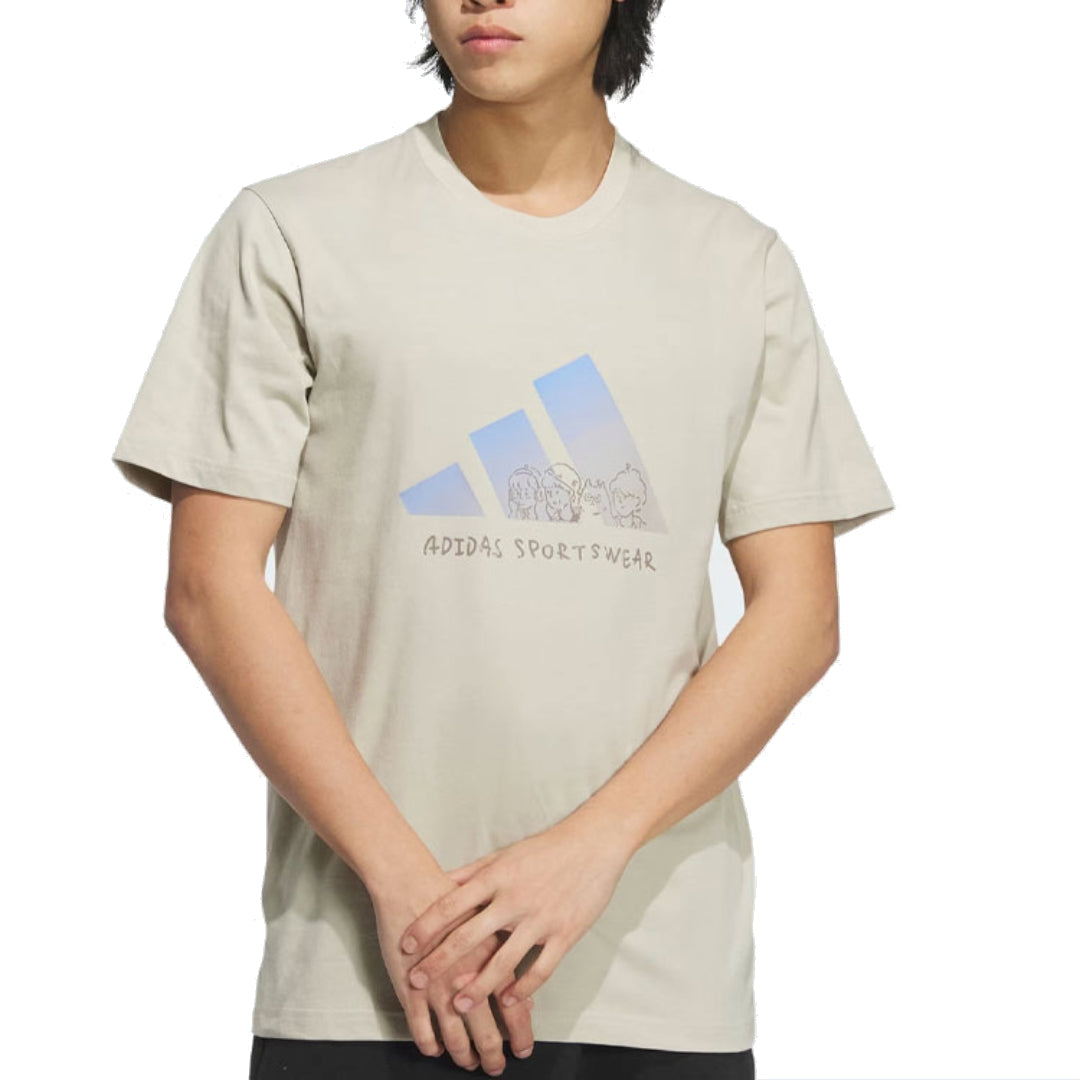 adidas Graphic T-Shirt Asia Sizing 'White Blue' JP4585