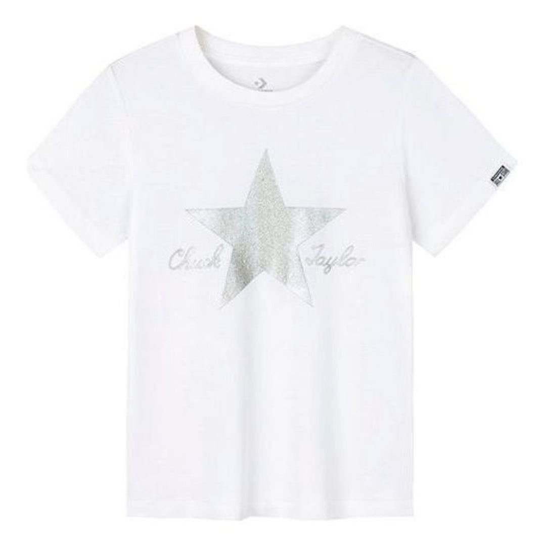(WMNS) Converse Logo Printed T-Shirt Asia Sizing 'White Silver' CV2422070GS-001
