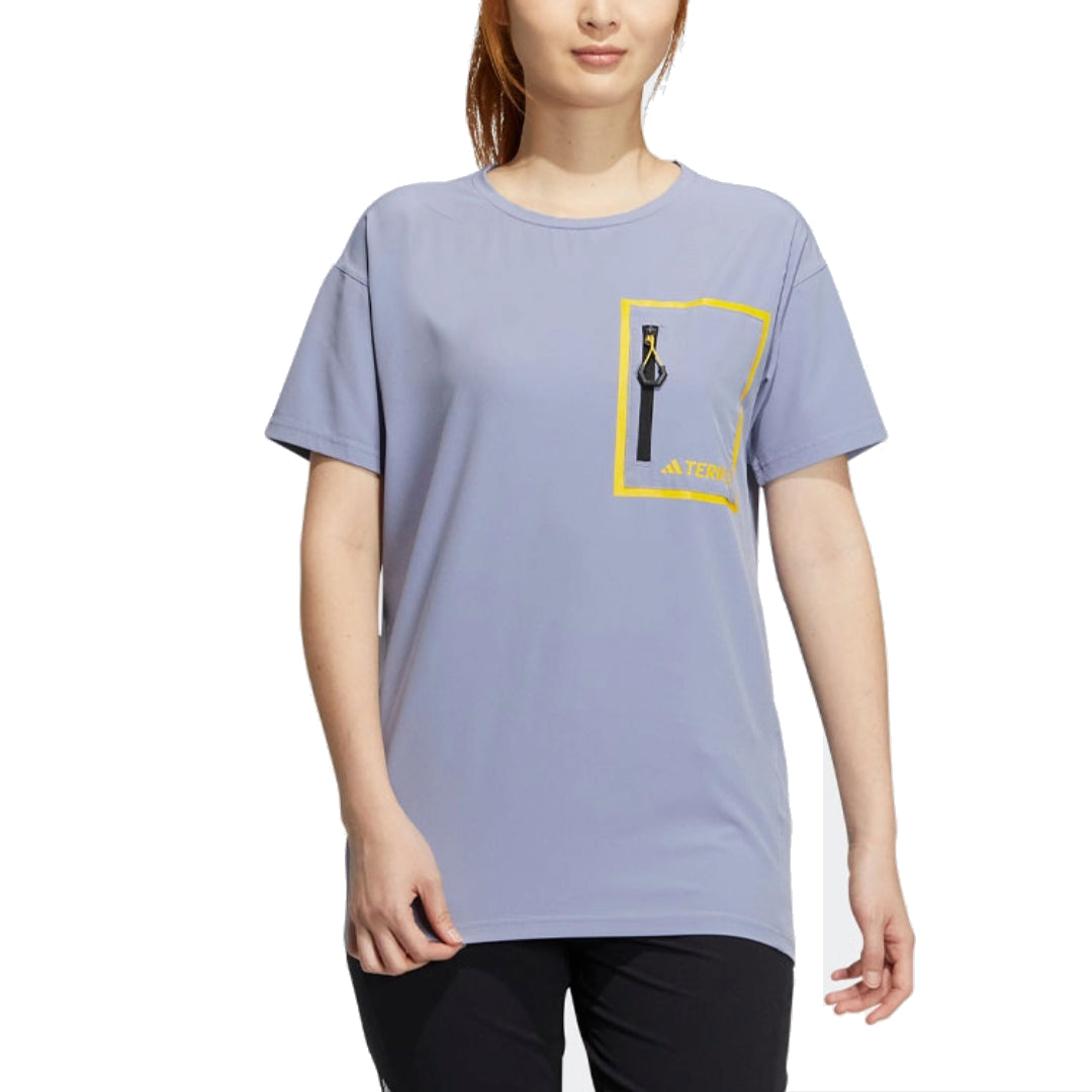 (WMNS) adidas National Geographic T-Shirt Asia Sizing 'Purple Yellow' IC1996