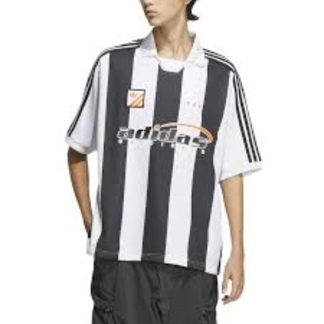 adidas Trefoil Logo Play Football Graphic Short Sleeve Polo Shirt Asia Sizing 'White Black' IW6306