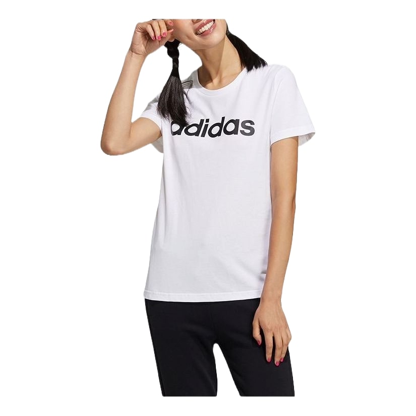 (WMNS) adidas Essentials Linear T-Shirt Asia Sizing 'White Black' GP7139