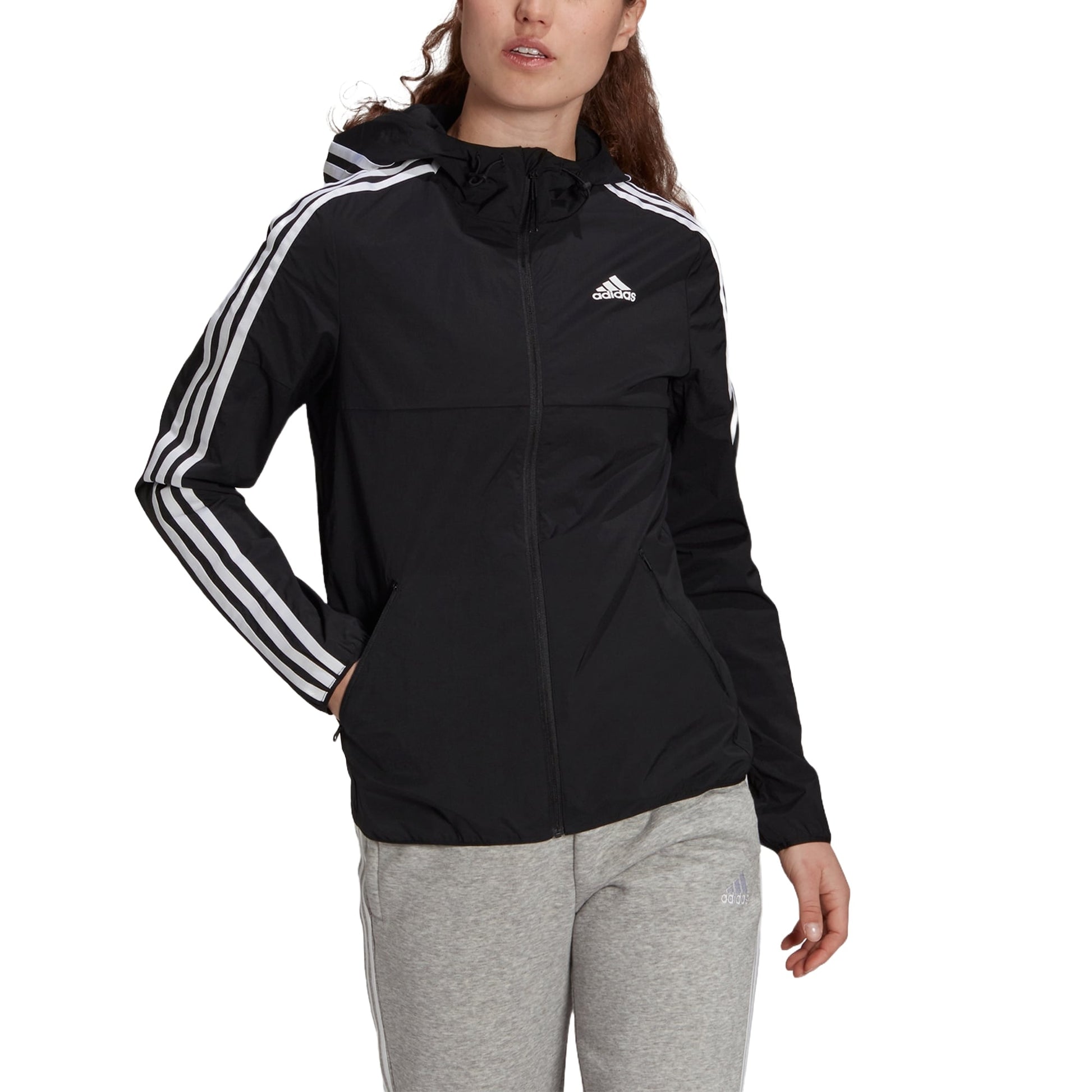 (WMNS) adidas Windbreaker Jacket Asia Sizing 'Black White' GQ0565
