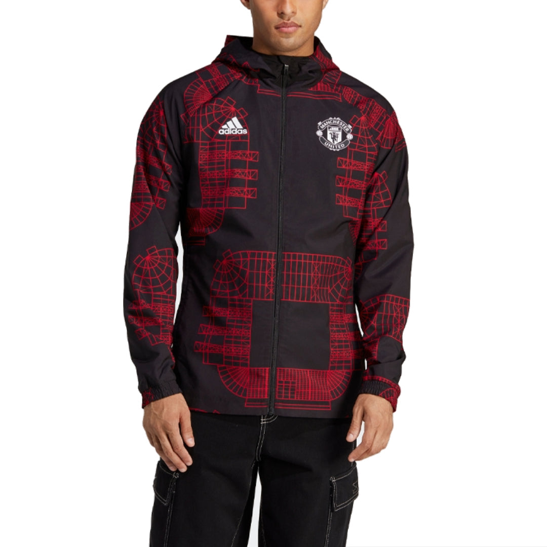 adidas Manchester United Windbreaker Jacket 'Red Black' HT1999