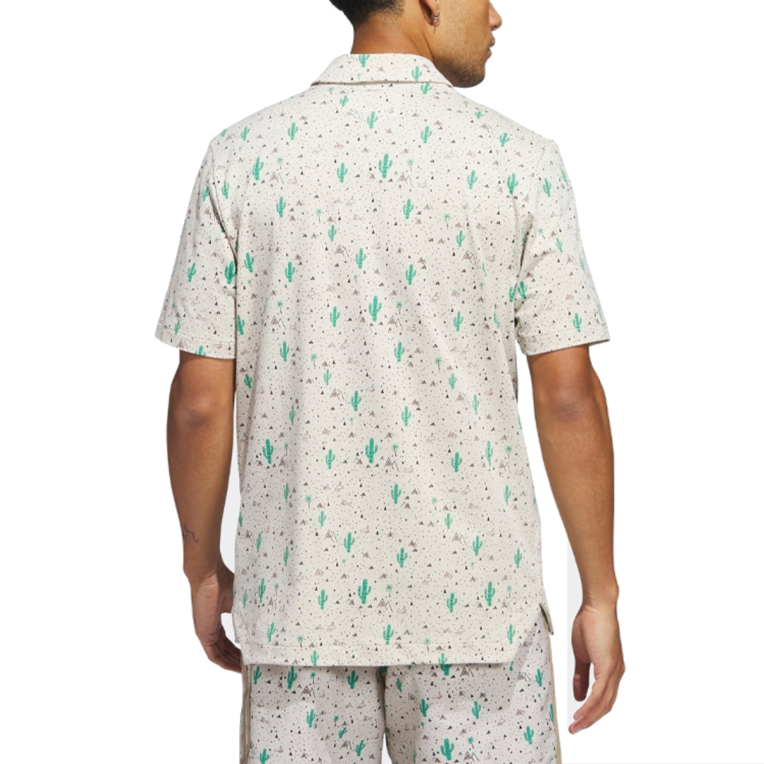 adidas Adicross Desert Button Golf Shirt 'Beige Green' HS5614