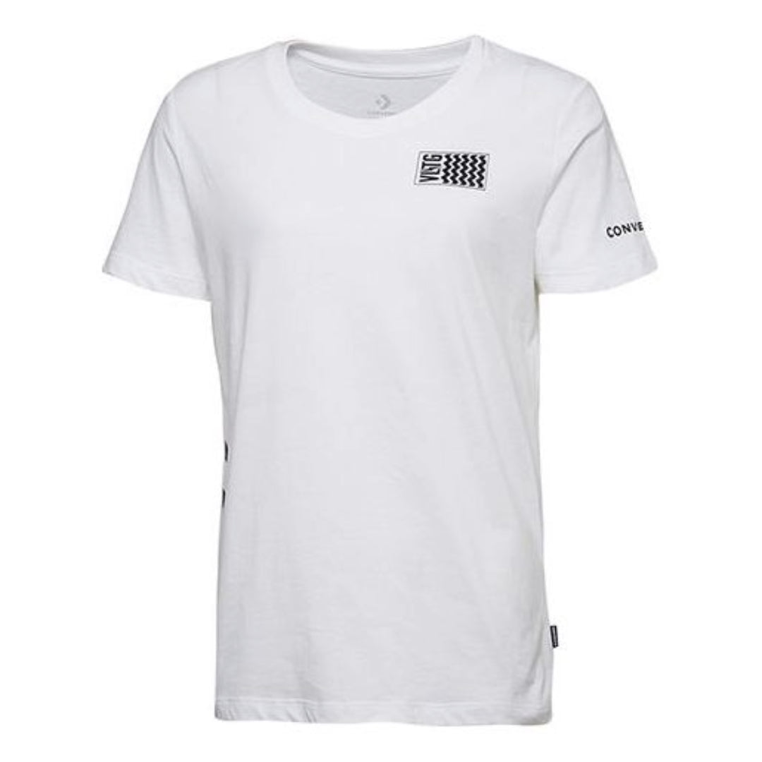 (WMNS) Converse Voltage T-Shirt Asia Sizing 'White Black' 10017752-A02