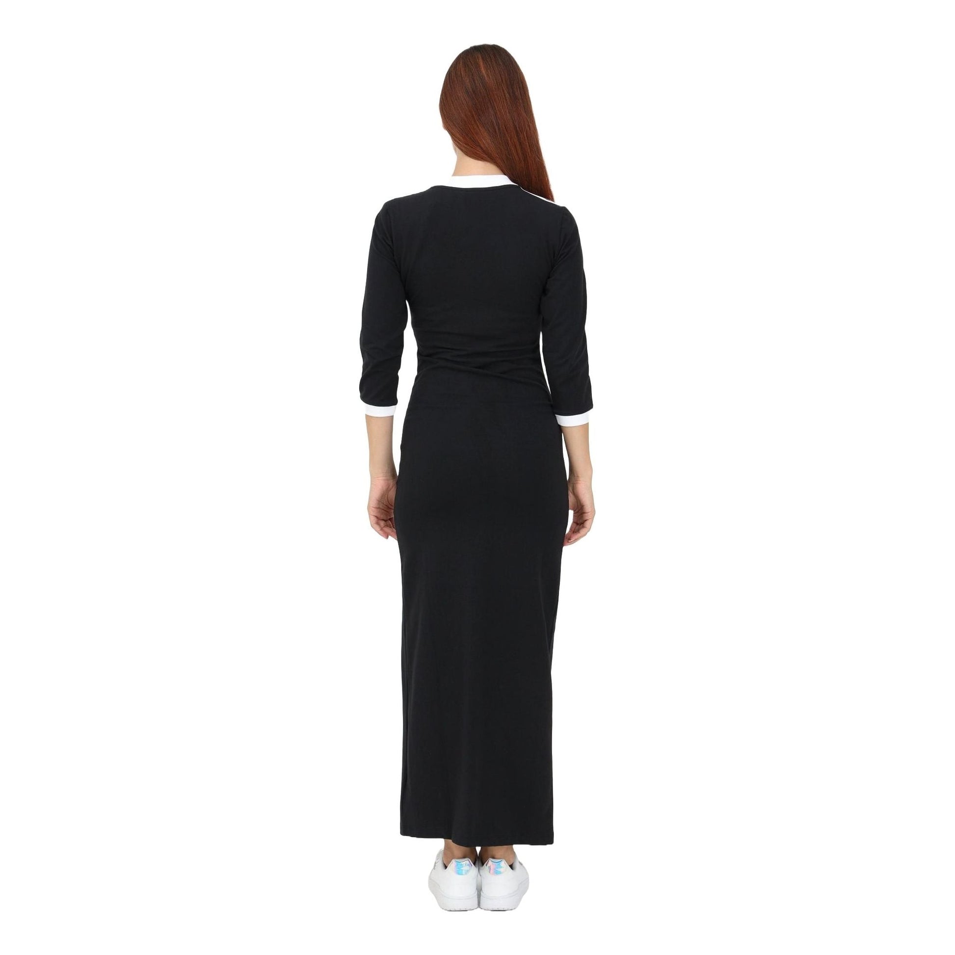(WMNS) adidas Adicolor Classics 3-Stripes Maxi Dress Asia Sizing 'Black White' IK0439