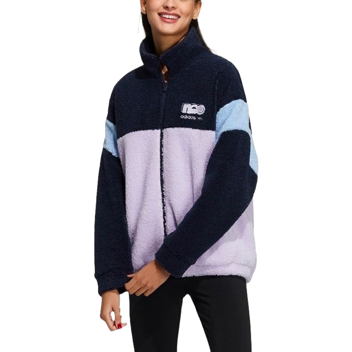 (WMNS) adidas Neo Fleece Jacket Asia Sizing 'Purple Black Teal' GU0838