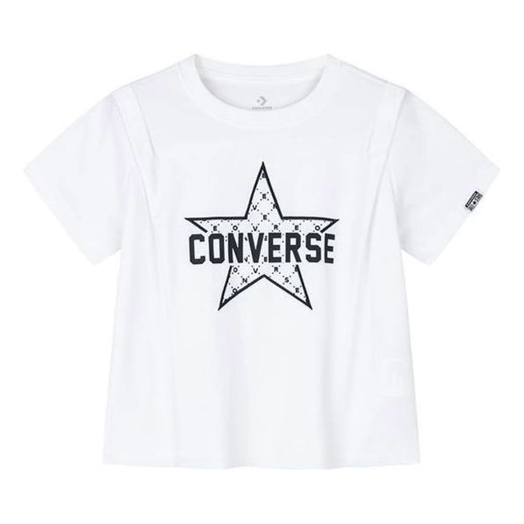 (WMNS) Converse Logo Printed T-Shirt Asia Sizing 'White Black' CV2422055GS-002