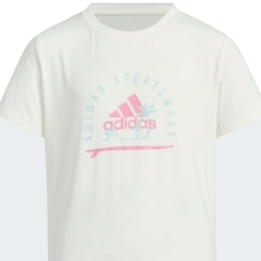 (GS) adidas Sportswear T-Shirt Asia Sizing 'White Pink' IT1807