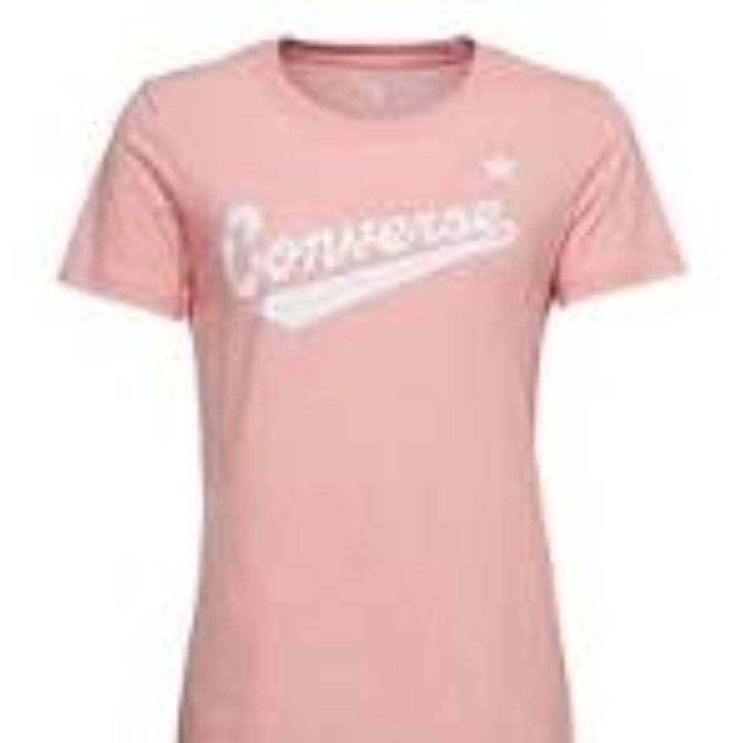 (WMNS) Converse Center Front Logo T-Shirt Asia Sizing 'Pink White' 10018268-A02