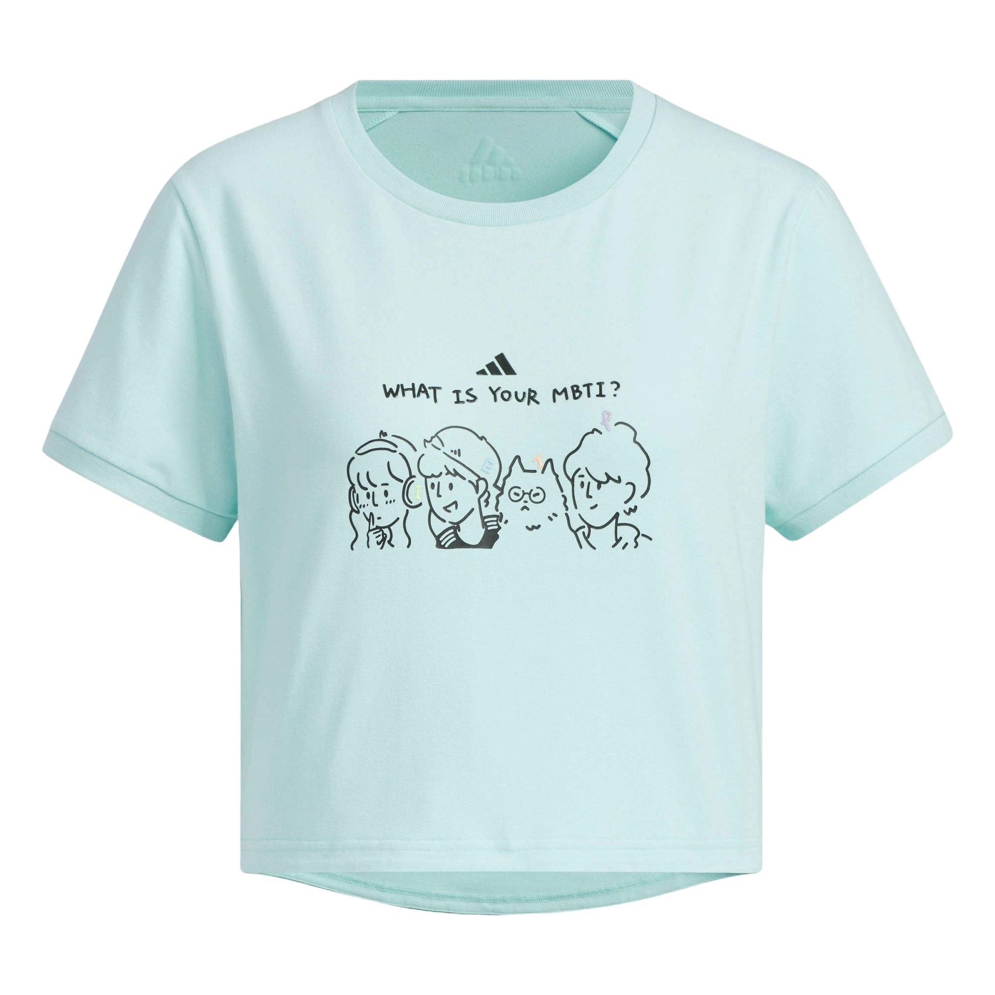 (WMNS) adidas Graphic Crop T-Shirt Asia Sizing 'Teal Black' JN6664