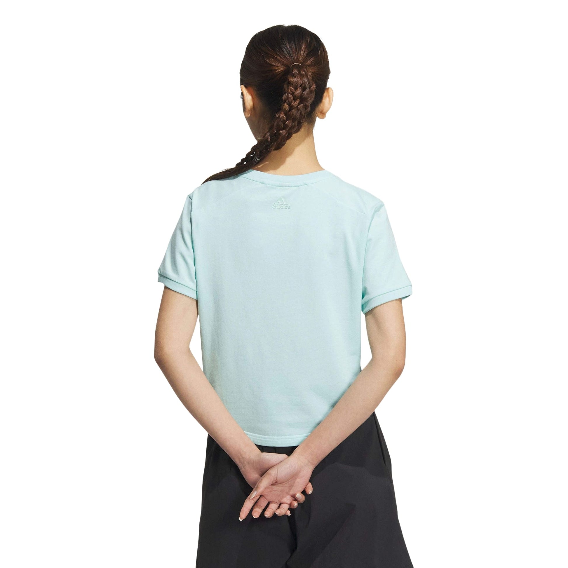(WMNS) adidas Graphic Crop T-Shirt Asia Sizing 'Teal Black' JN6664