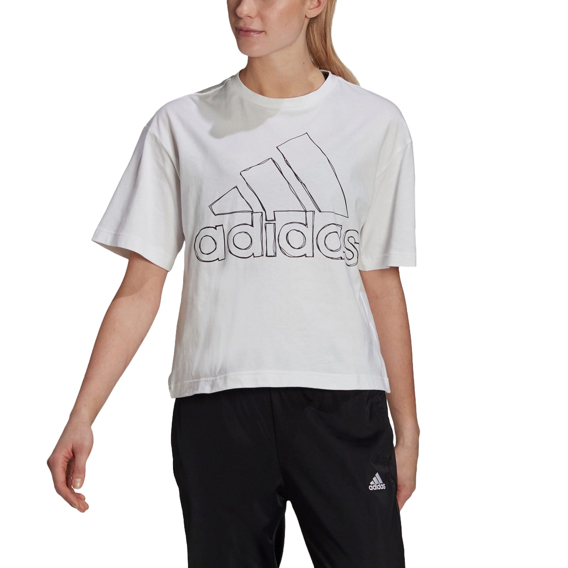 (WMNS) adidas  Big Logo T-Shirt Asia Sizing 'White' GV5173