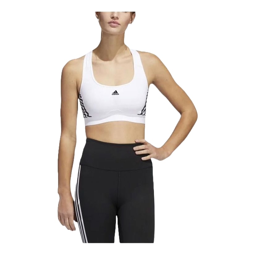 (WMNS) adidas Powerreact Training Medium Support 3-Stripes Bra Asia Sizing 'White Black' HC7897