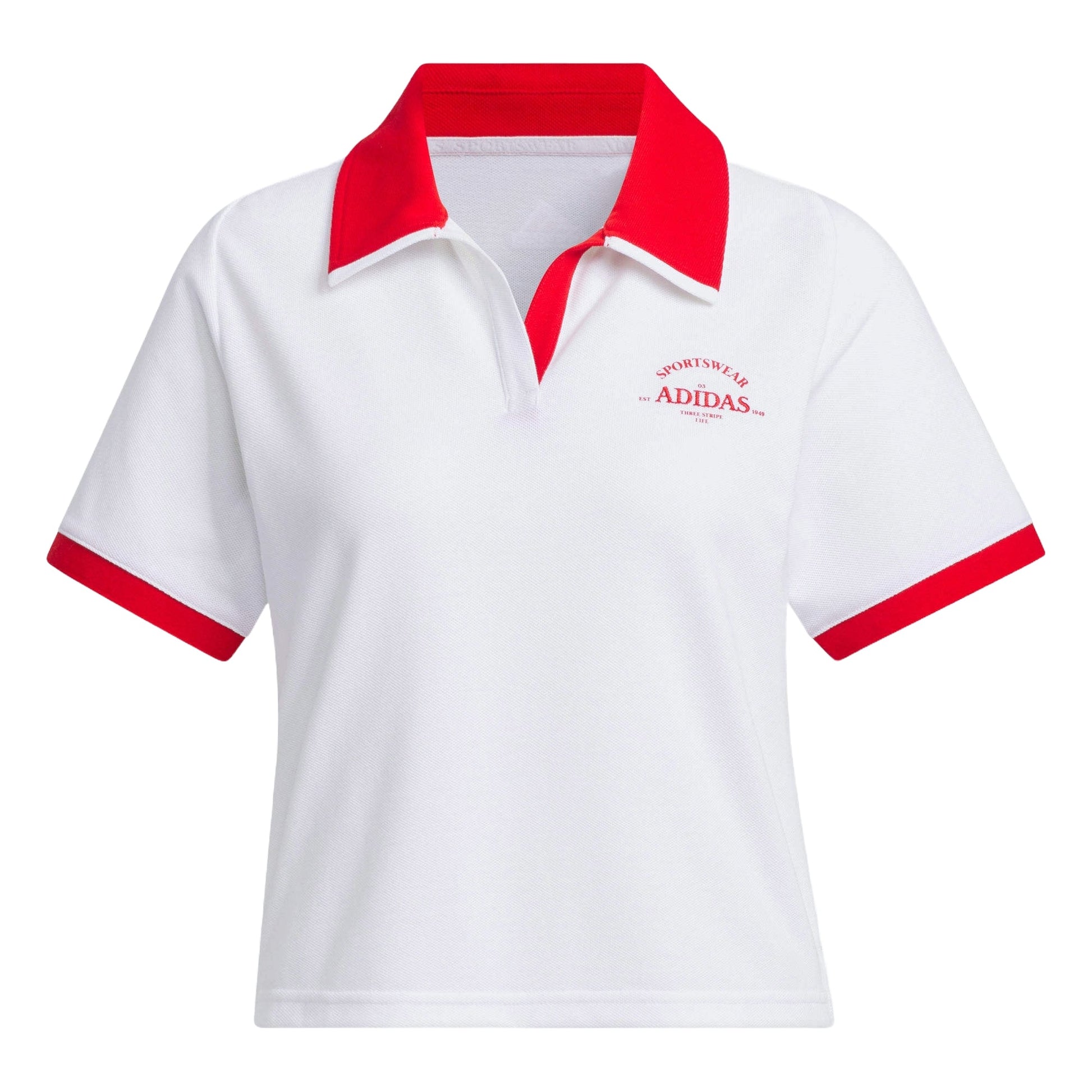 (WMNS) adidas VERBIAGE Polo T-Shirt Asia Sizing 'White Red' JC8685
