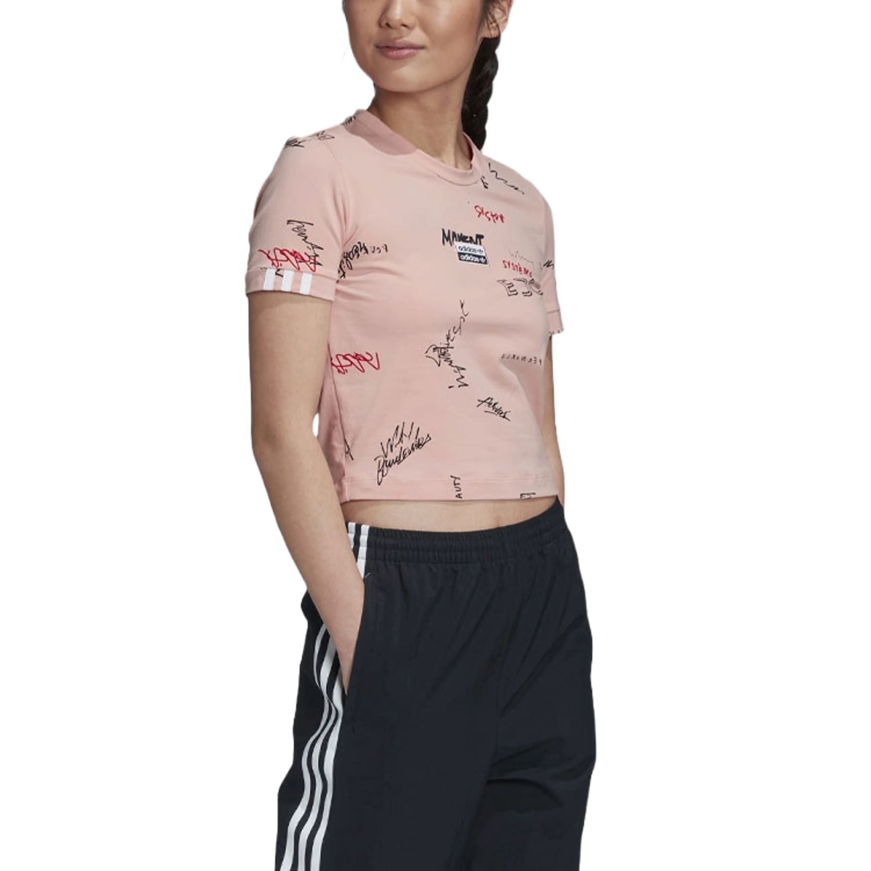 (WMNS) adidas R.Y.V. T-Shirt Asia Sizing 'Pink Black' GD3059