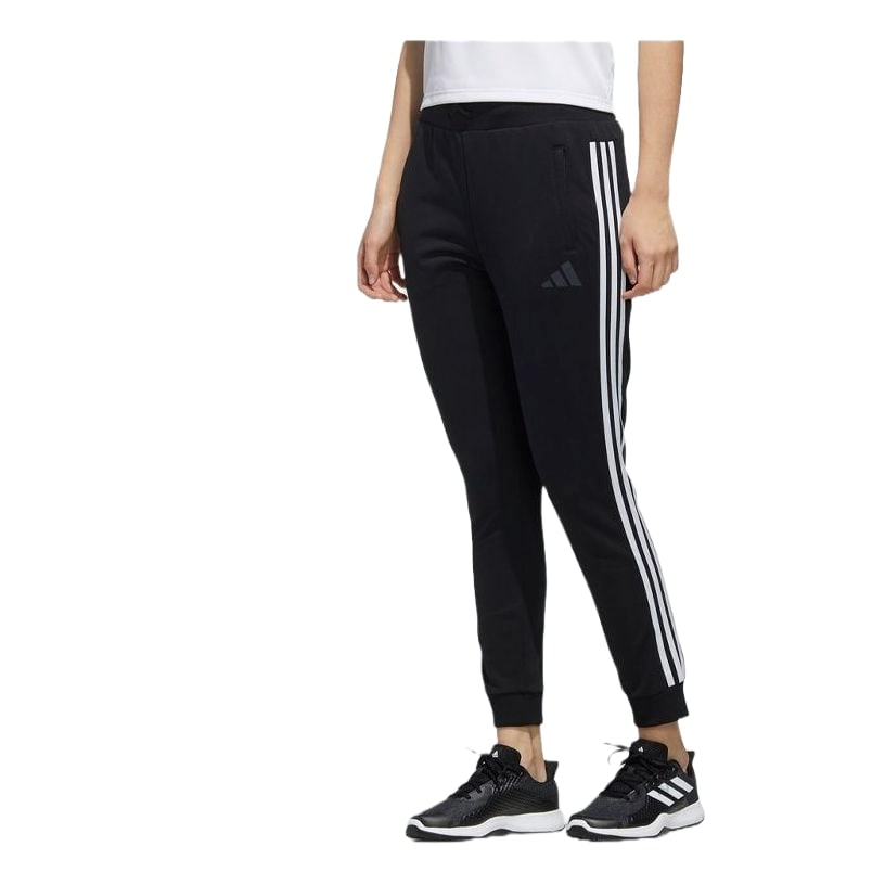 (WMNS) adidas French Terry Comfort Pants Asia Sizing 'Black White' FM9326