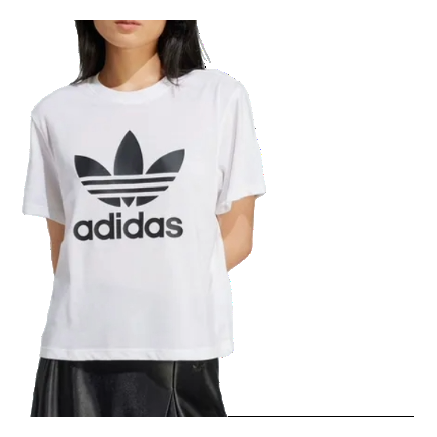 (WMNS) adidas Adicolor Trefoil Boxy T-Shirt Asia Sizing 'White Black' IN8441
