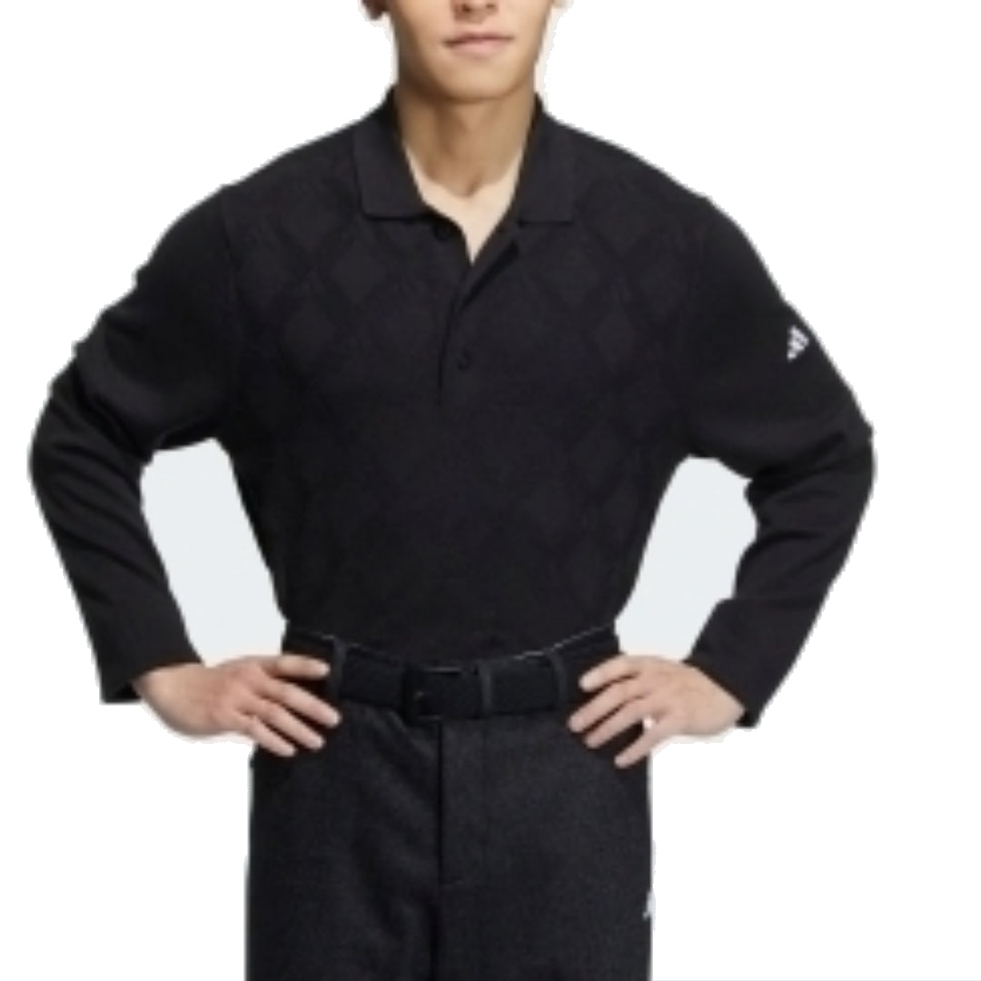 adidas Argyle Sweater Polo 'Black' HZ6079