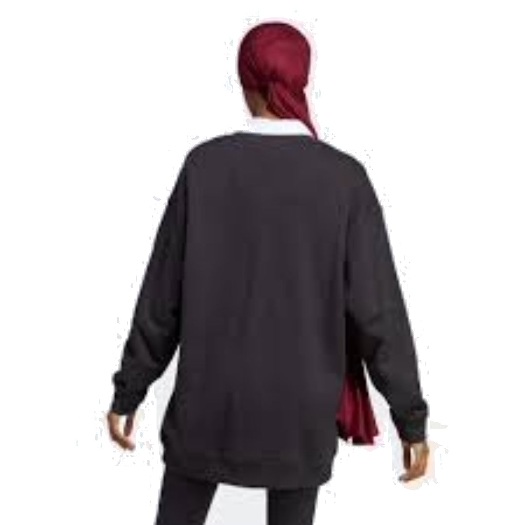 (WMNS) adidas Essentials Logo Extra Large French Terry Loose Fit Sweatshirt Asia Sizing 'Black White' IC8798