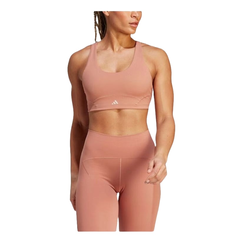 (WMNS) adidas CoreFlow Luxe Studio Medium-Support Bra Asia Sizing 'Brown' HR3035